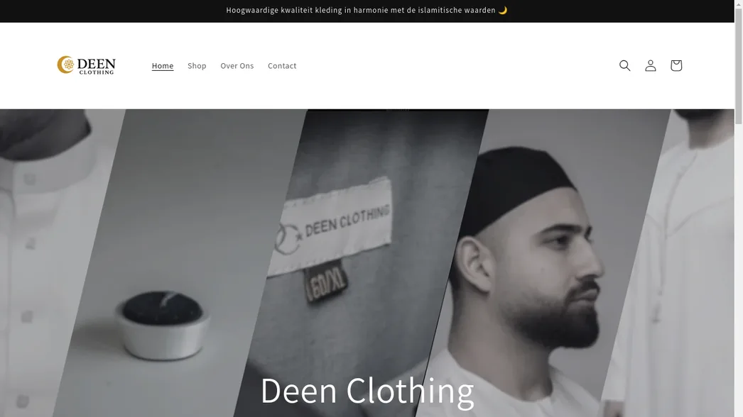 Screenshot van de Deen Clothing webshop