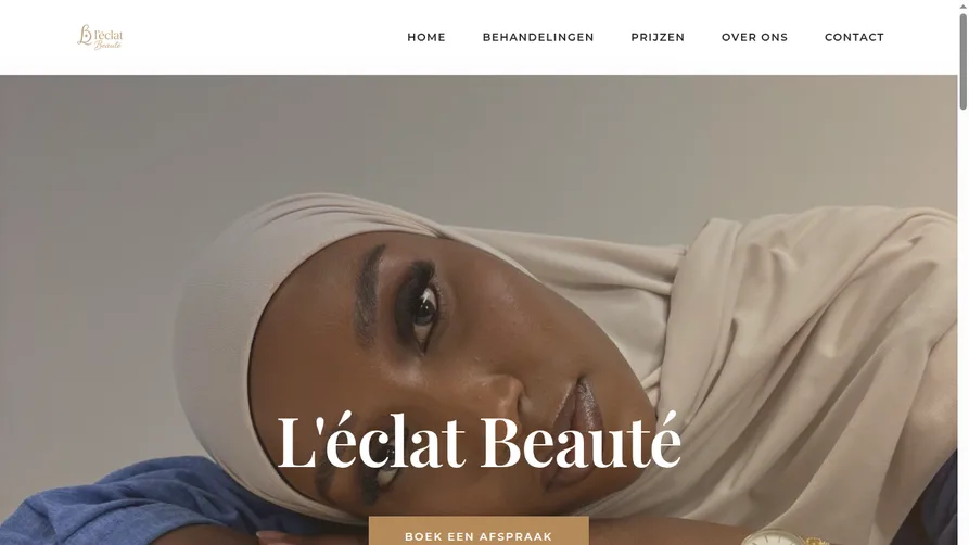 Screenshot van de L'éclat Beauté website