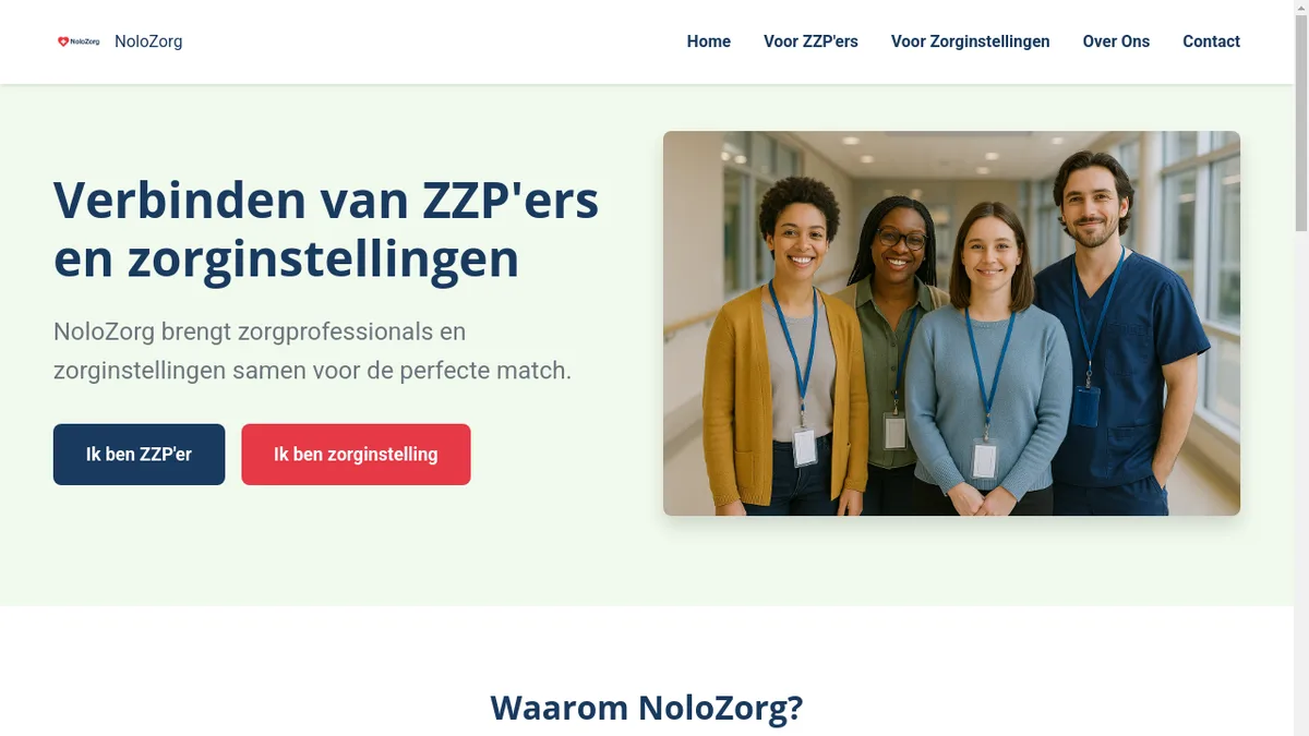 Screenshot van het NOLO Zorg platform