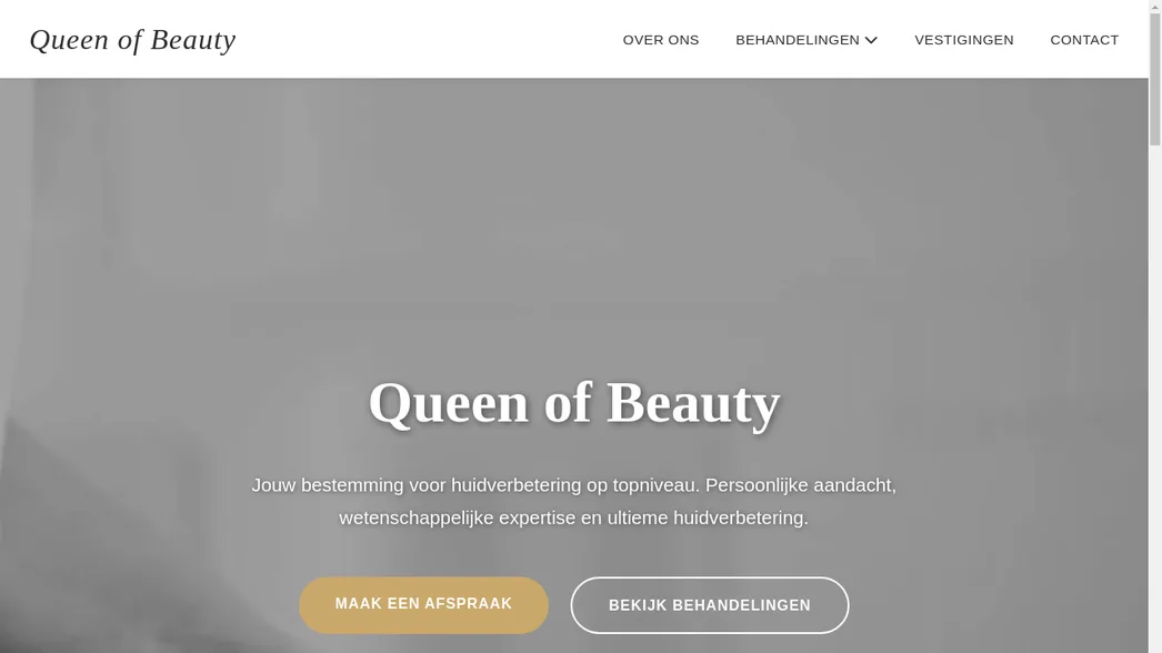 Screenshot van de Queen of Beauty website